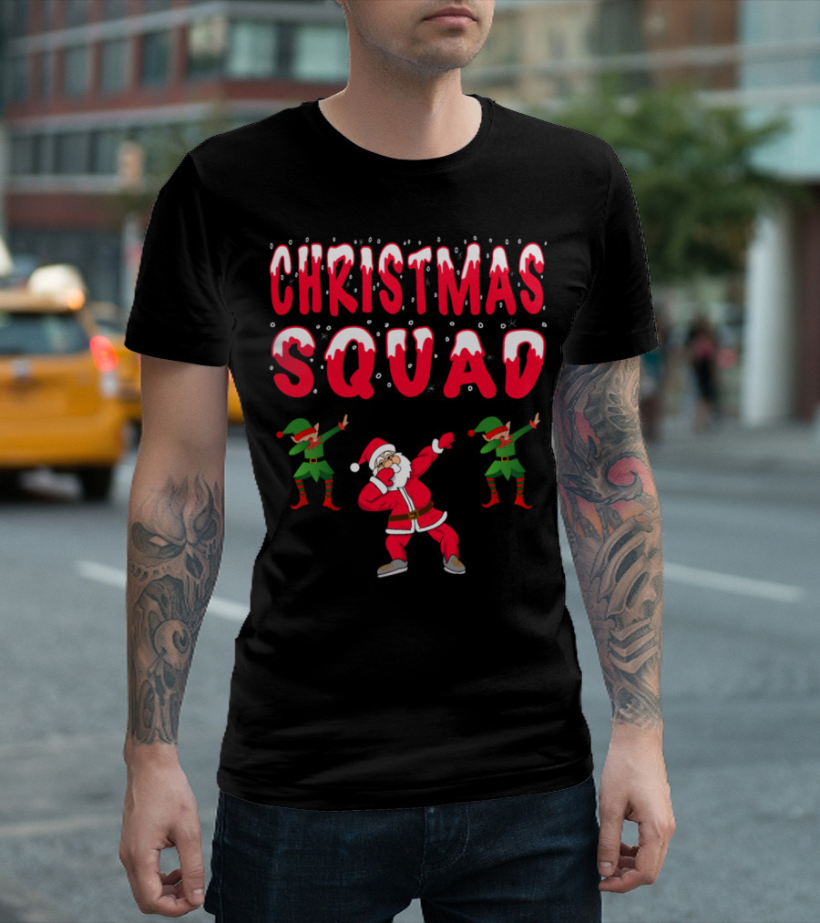 Christmas Squad Santa And Elves Dabbing Family T-Shirt