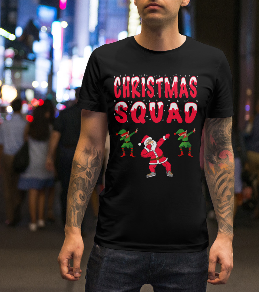 Christmas Squad Santa And Elves Dabbing Family T-Shirt