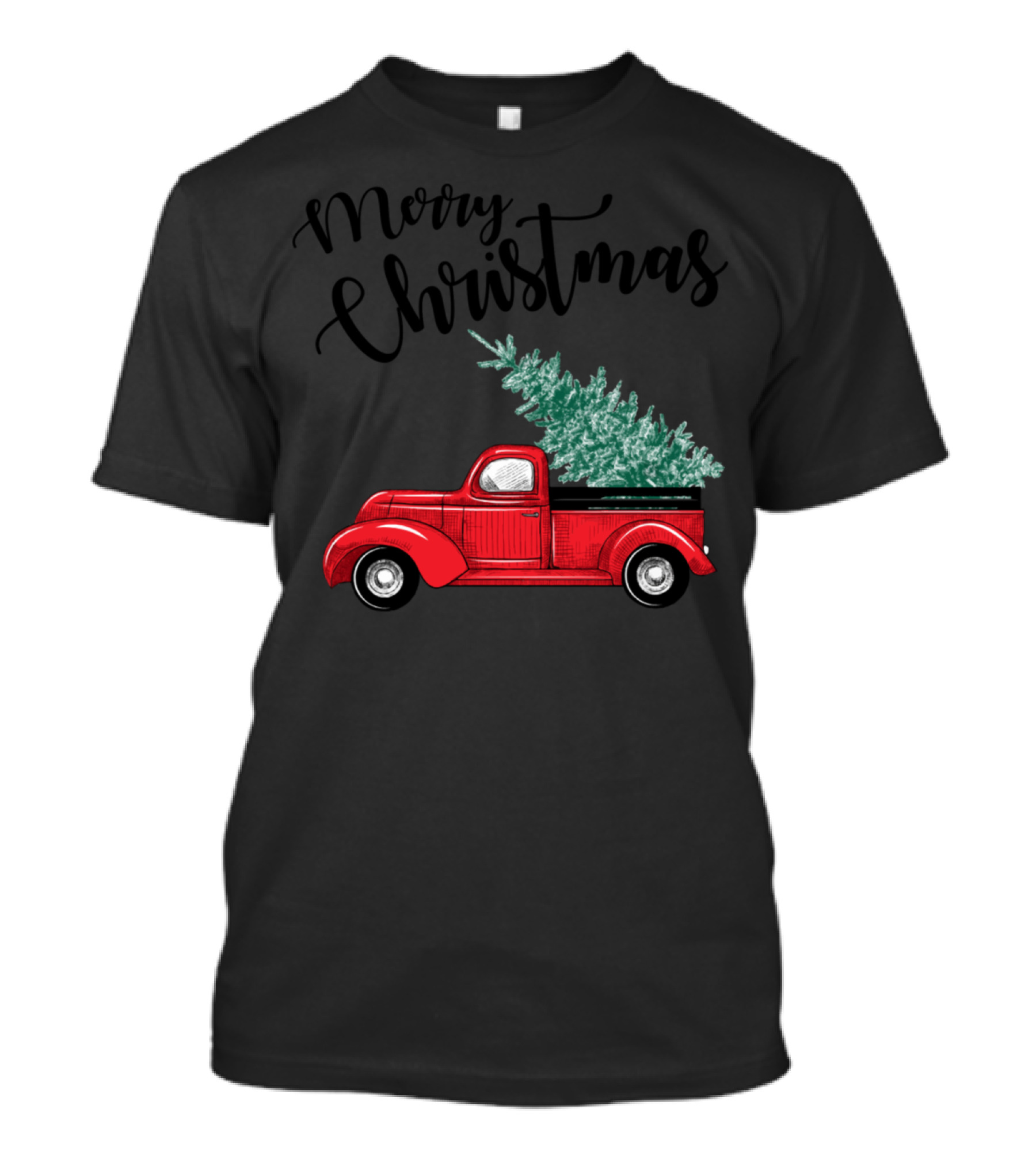 Merry Christmas Red Truck With Tree T-Shirt