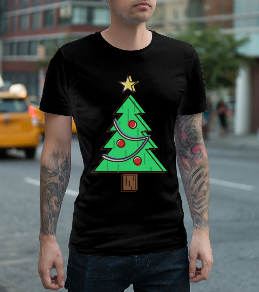 Minimal Christmas Tree with Star and Ornaments T-Shirt
