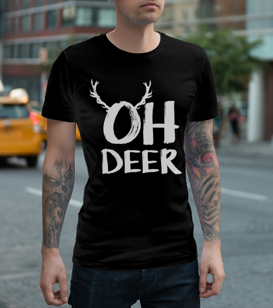 Oh Deer Christmas Funny Winter Rudolph Antlers T-Shirt
