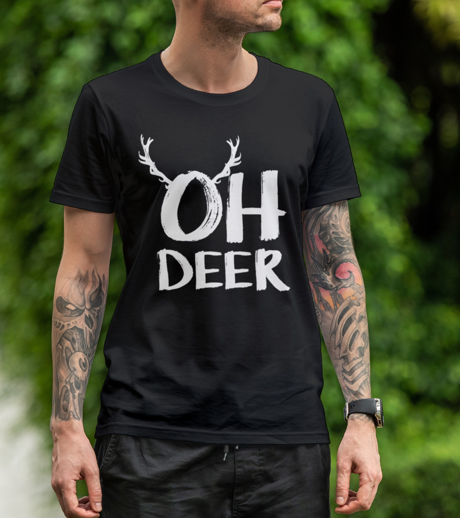 Oh Deer Christmas Funny Winter Rudolph Antlers T-Shirt