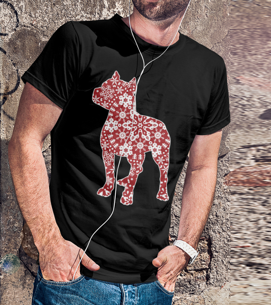 Pitbull Christmas Snowflakes T-Shirt