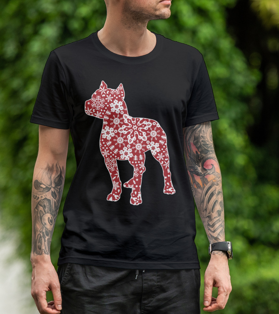Pitbull Christmas Snowflakes T-Shirt