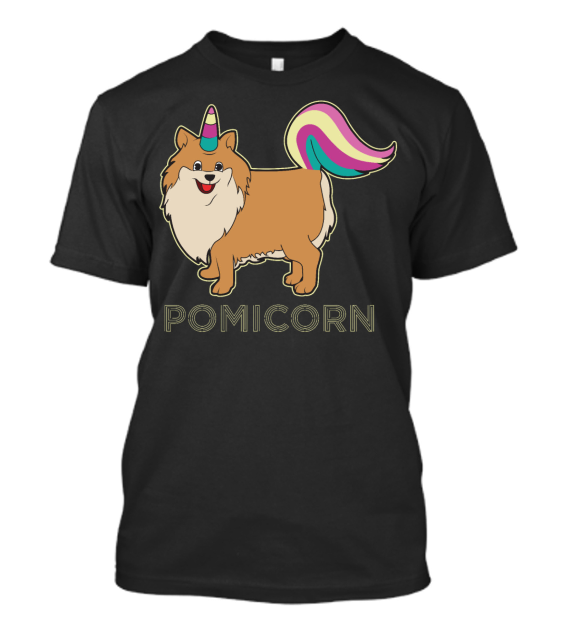 Pomicorn Unicorn Dog With Colorful Horn And Tail T-Shirt