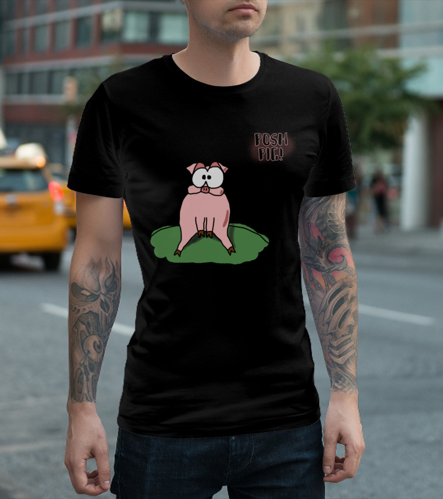 POSH PIG Green Grass Cartoon Pig T-Shirt