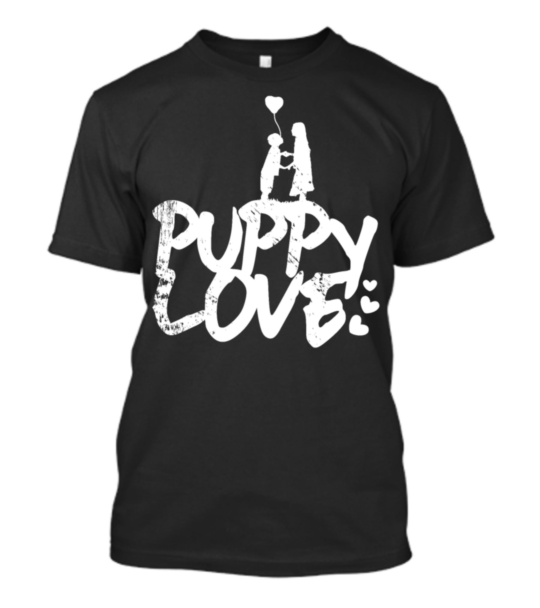 Puppy Love Couple Silhouette With Heart Balloons T-Shirt