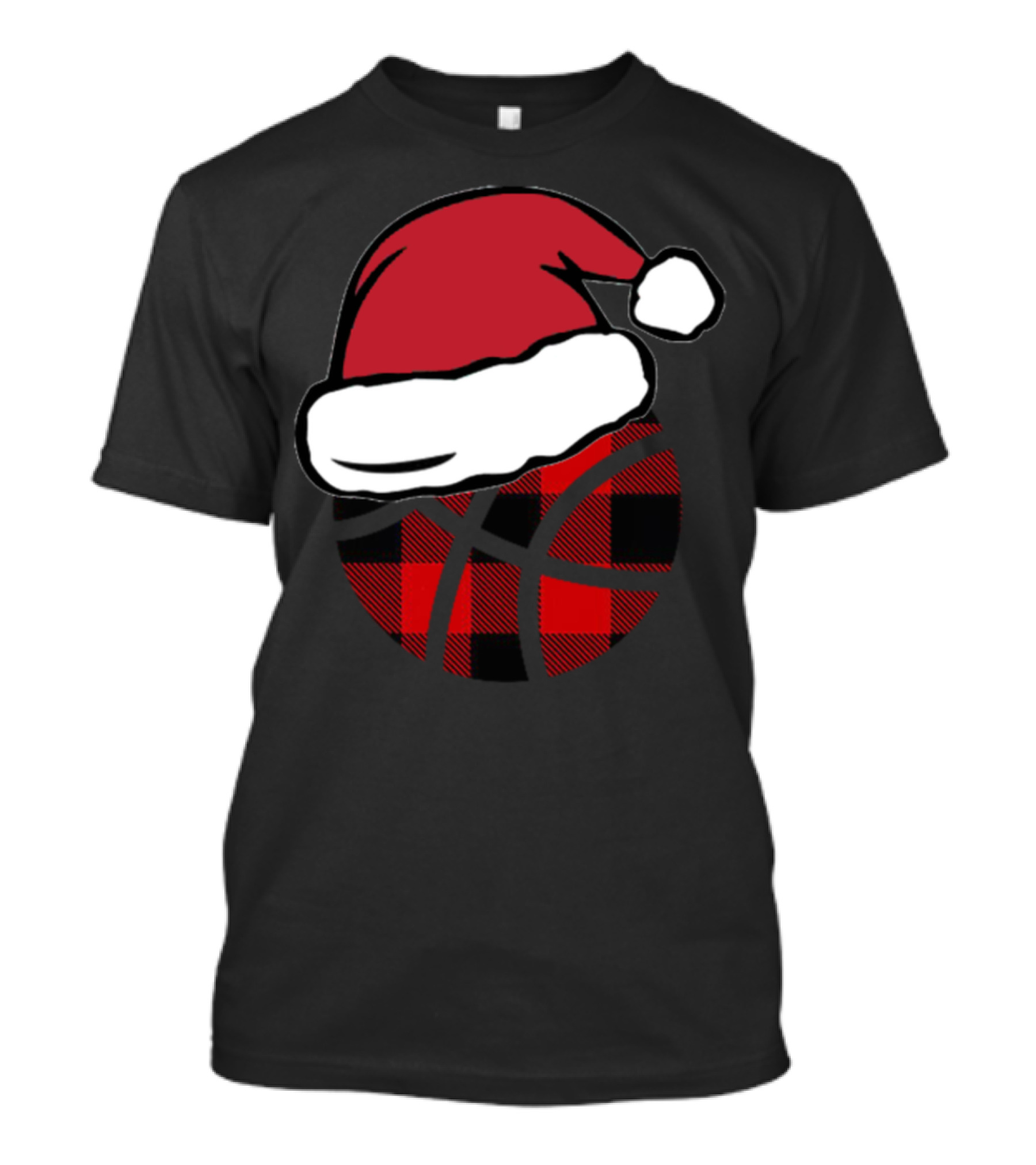 Santa Hat Red Buffalo Plaid Basketball T-Shirt