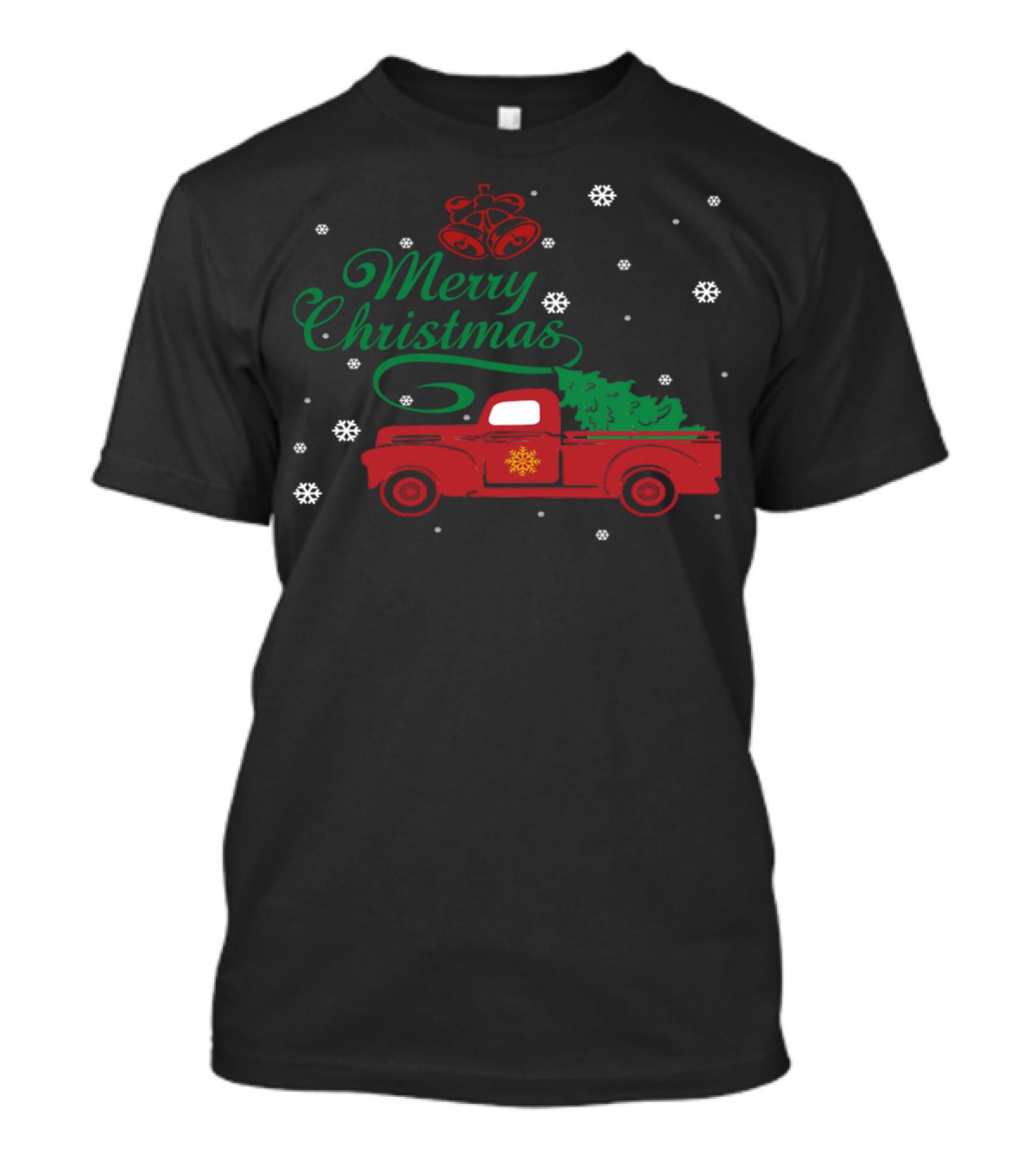 Merry Christmas Red Truck Christmas Tree Vintage Red Pickup T-Shirt