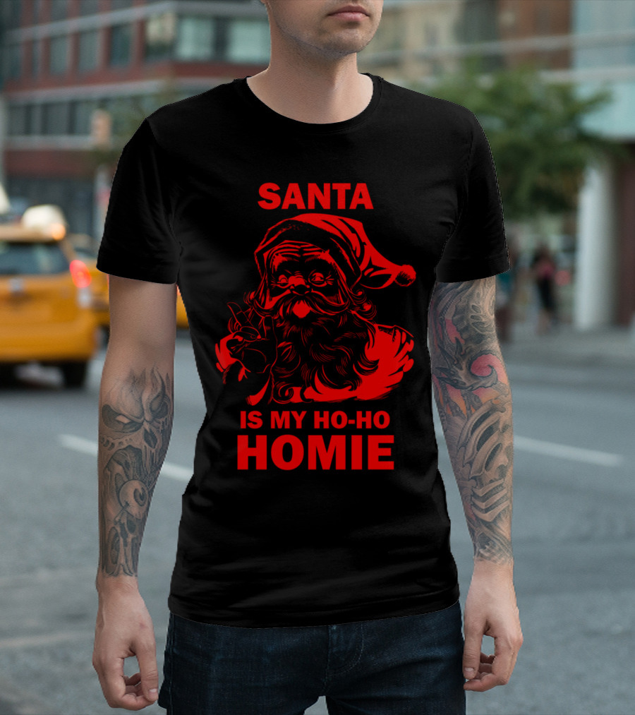 Santa Is My Ho-Ho Homie Retro Christmas T-Shirt