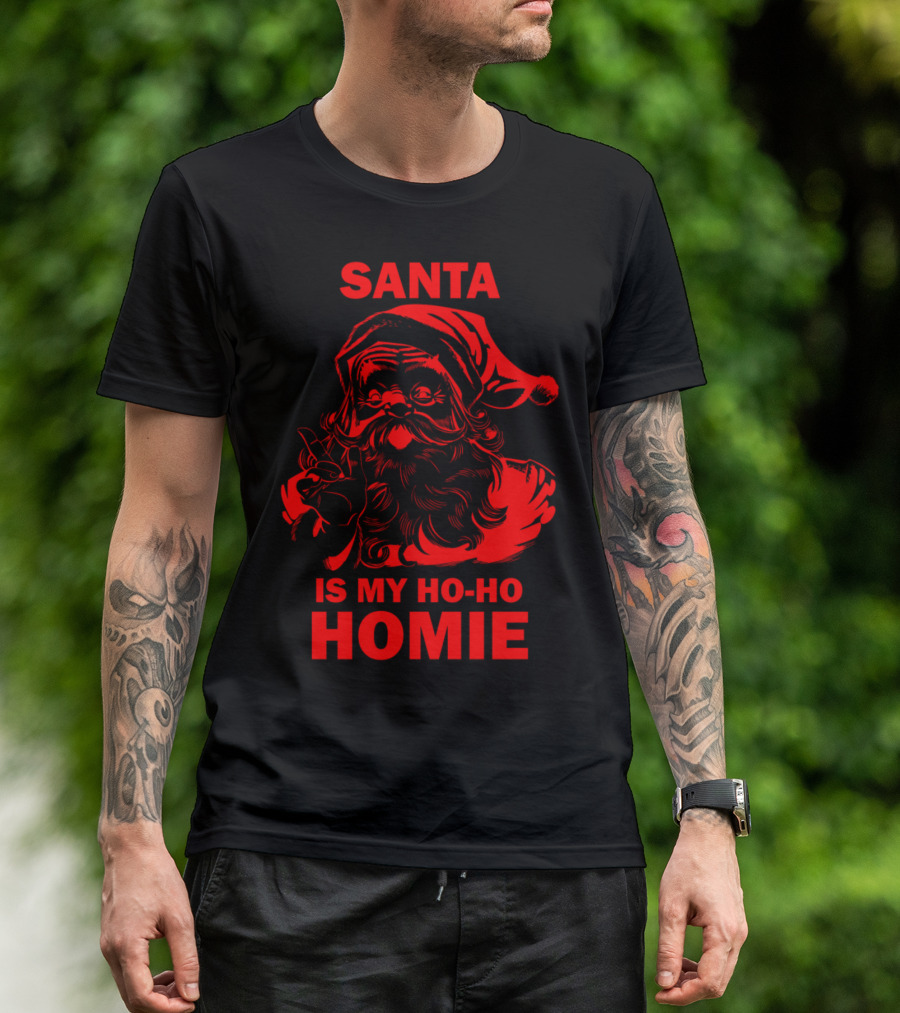 Santa Is My Ho-Ho Homie Retro Christmas T-Shirt