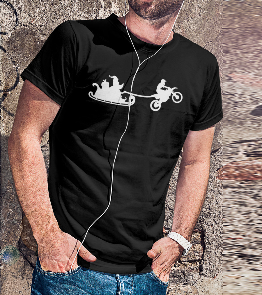 Santa Riding Motocross Sleigh Christmas Adventure T-Shirt