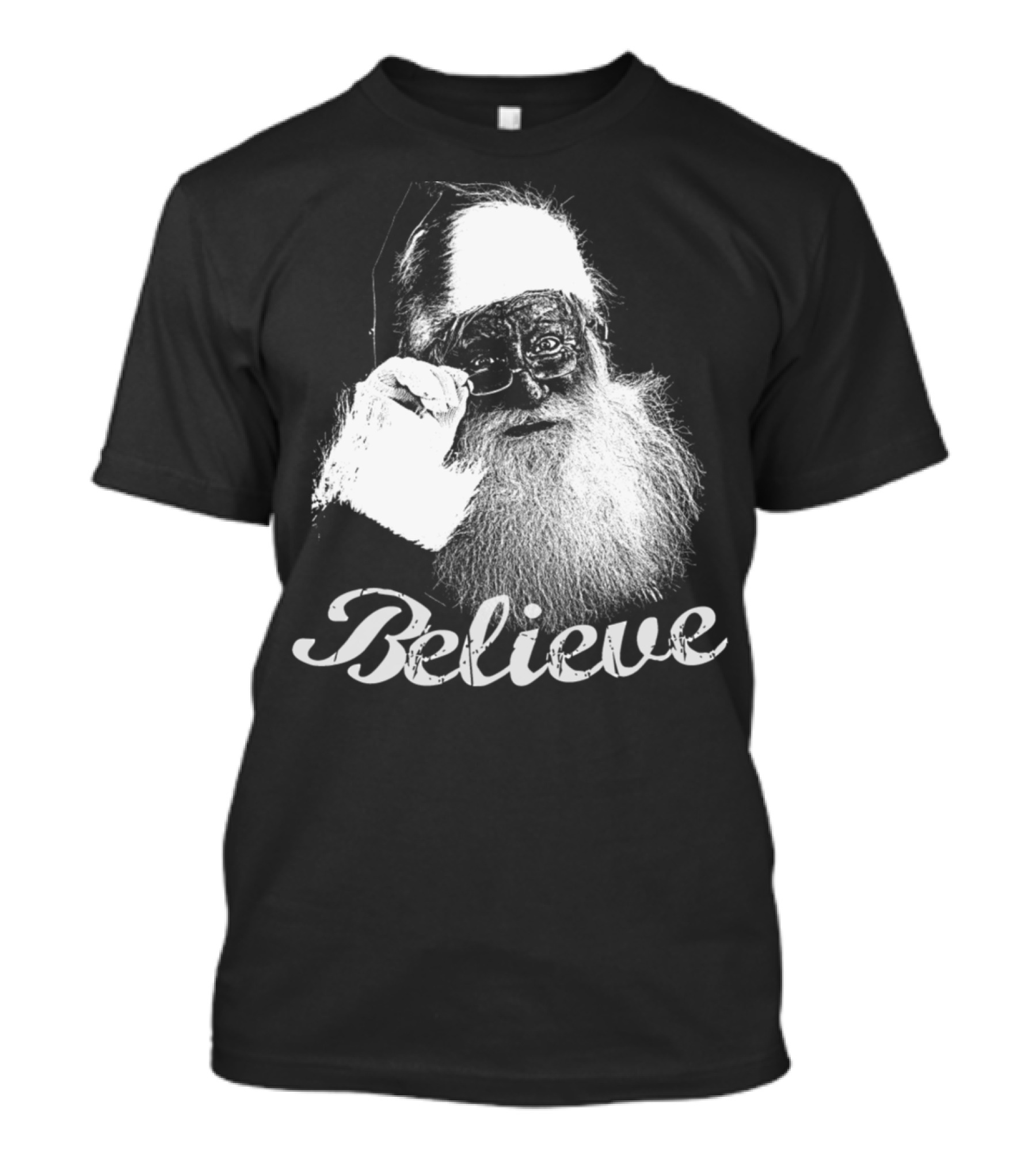 Santa Claus Monochrome Believe Christmas T-Shirt