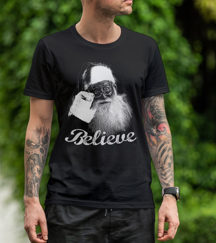 Santa Claus Monochrome Believe Christmas T-Shirt