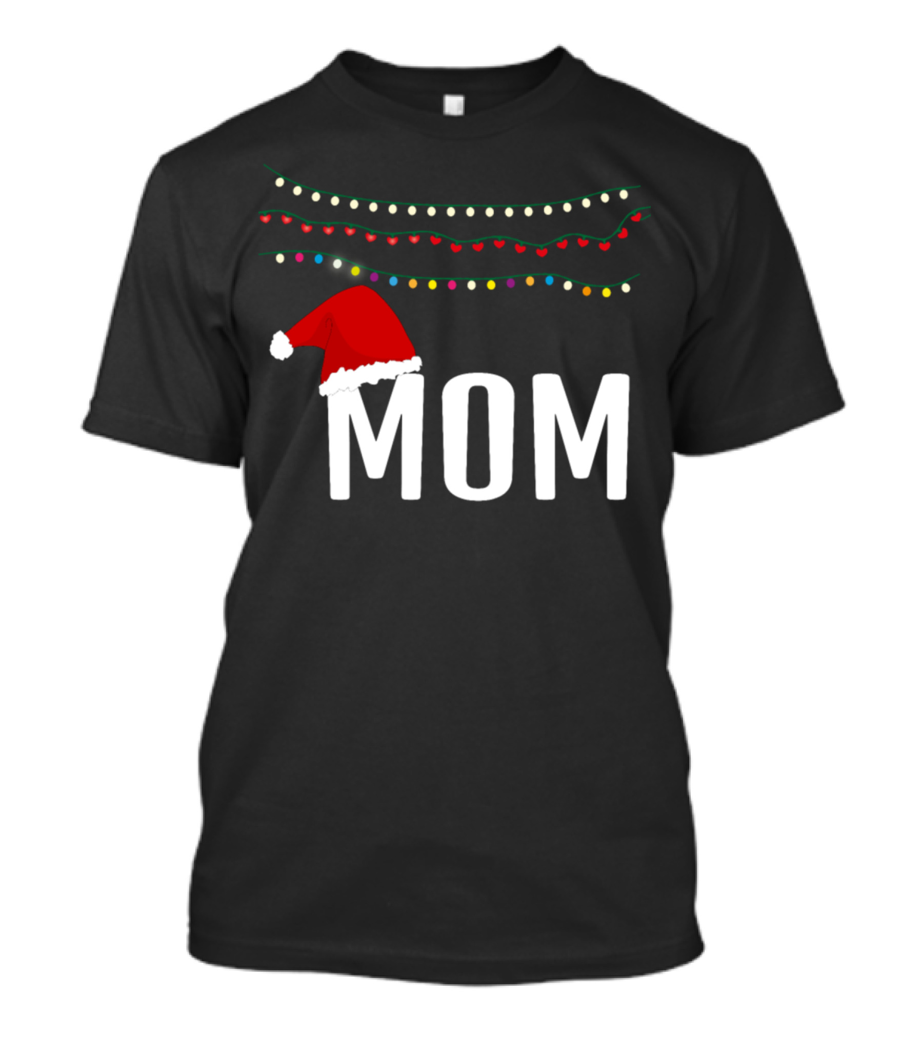 Santa Hat MOM Christmas Lights T-Shirt