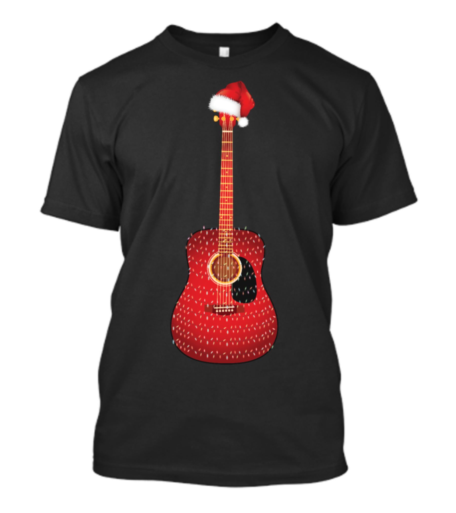 Santa Hat Red Acoustic Guitar T-Shirt