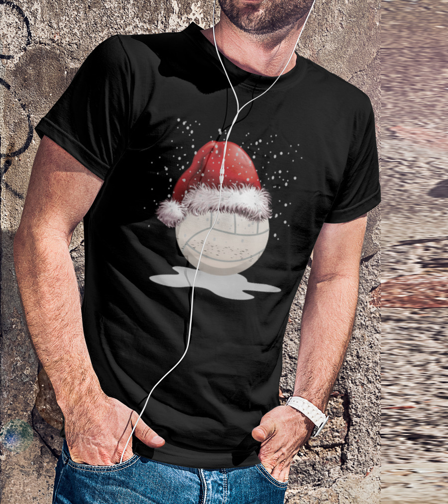 Santa Hat Volleyball Christmas Snowflakes T-Shirt