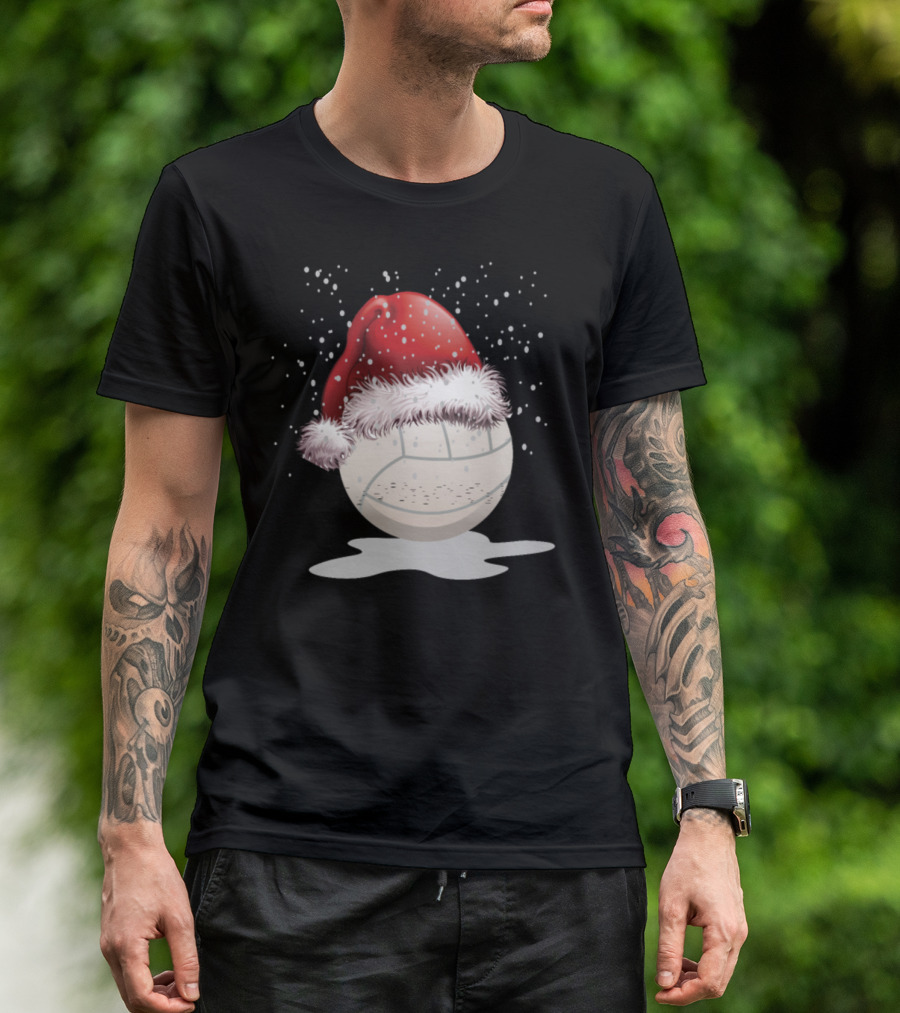 Santa Hat Volleyball Christmas Snowflakes T-Shirt