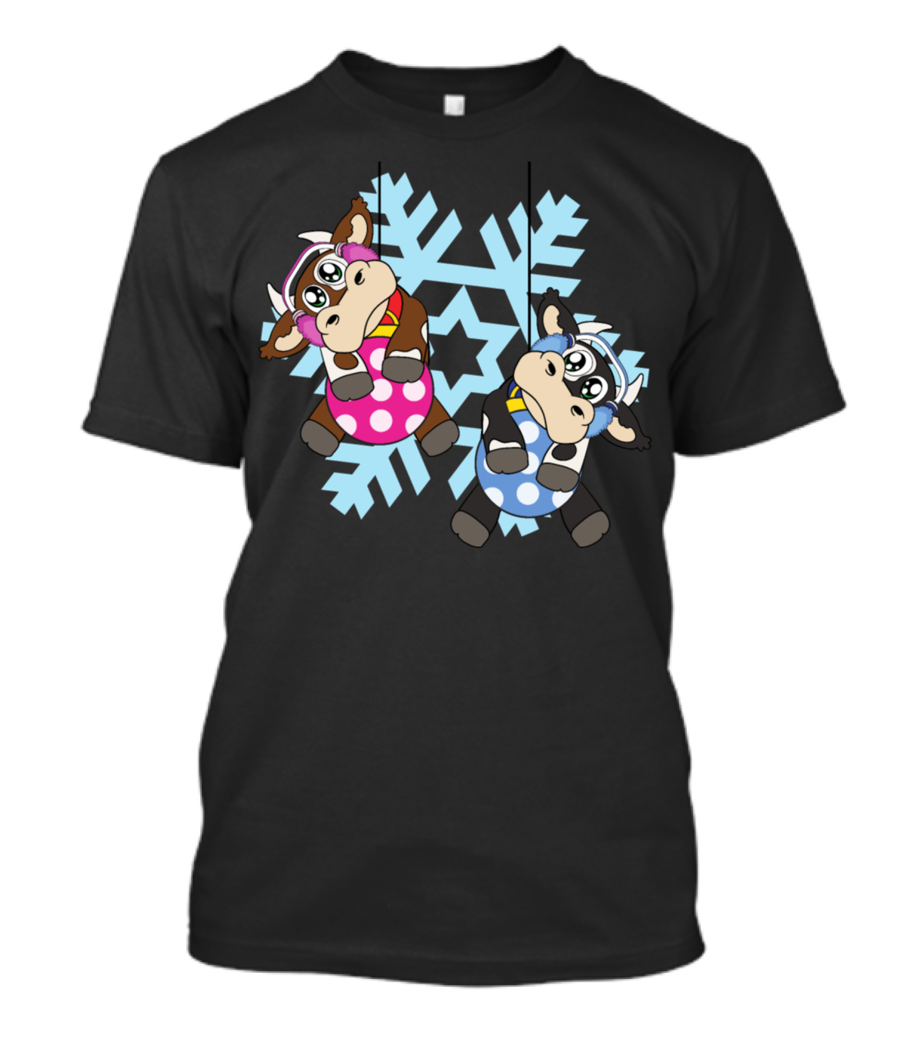 Snowflakes Christmas Tree Ornaments Polka Dot Cows T-Shirt