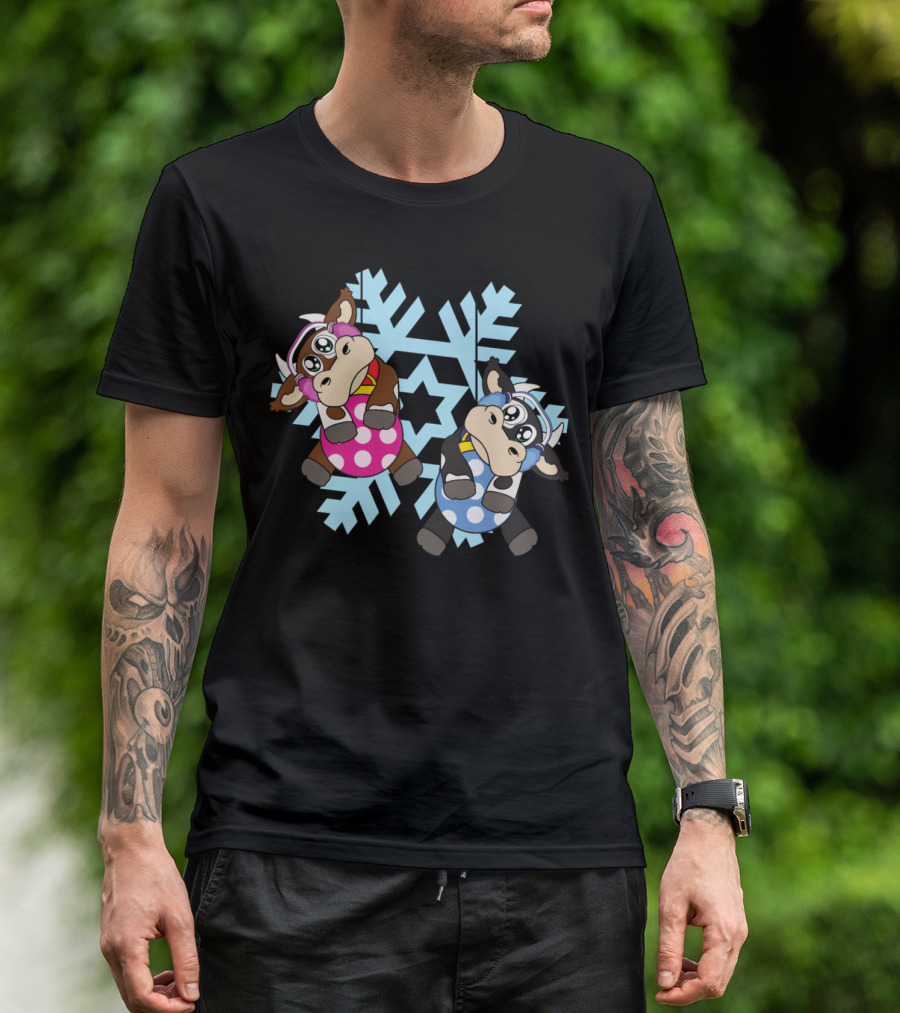Snowflakes Christmas Tree Ornaments Polka Dot Cows T-Shirt