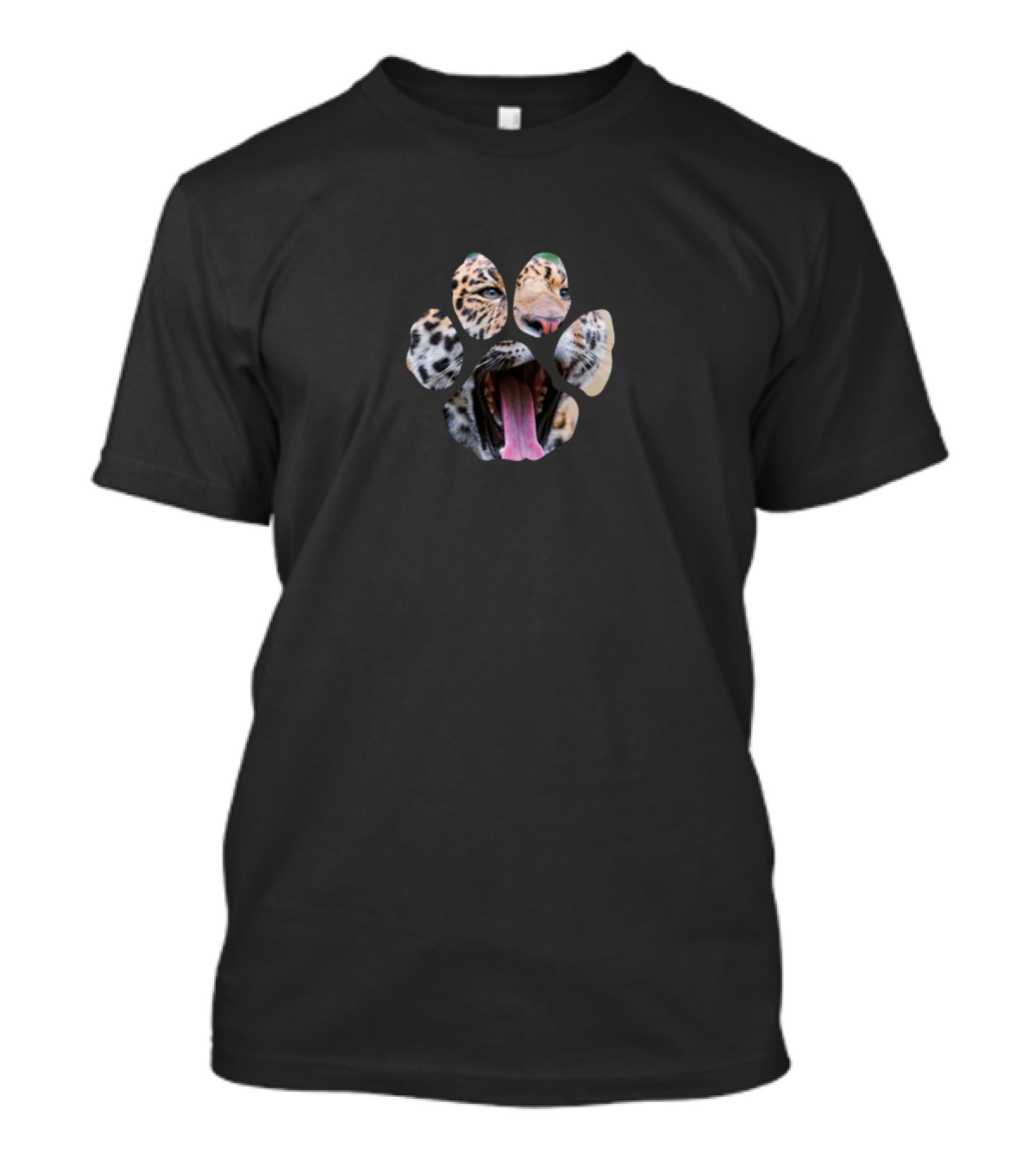 Awesome Jaguar Paw Pattern With Realistic Animal Print T-Shirt