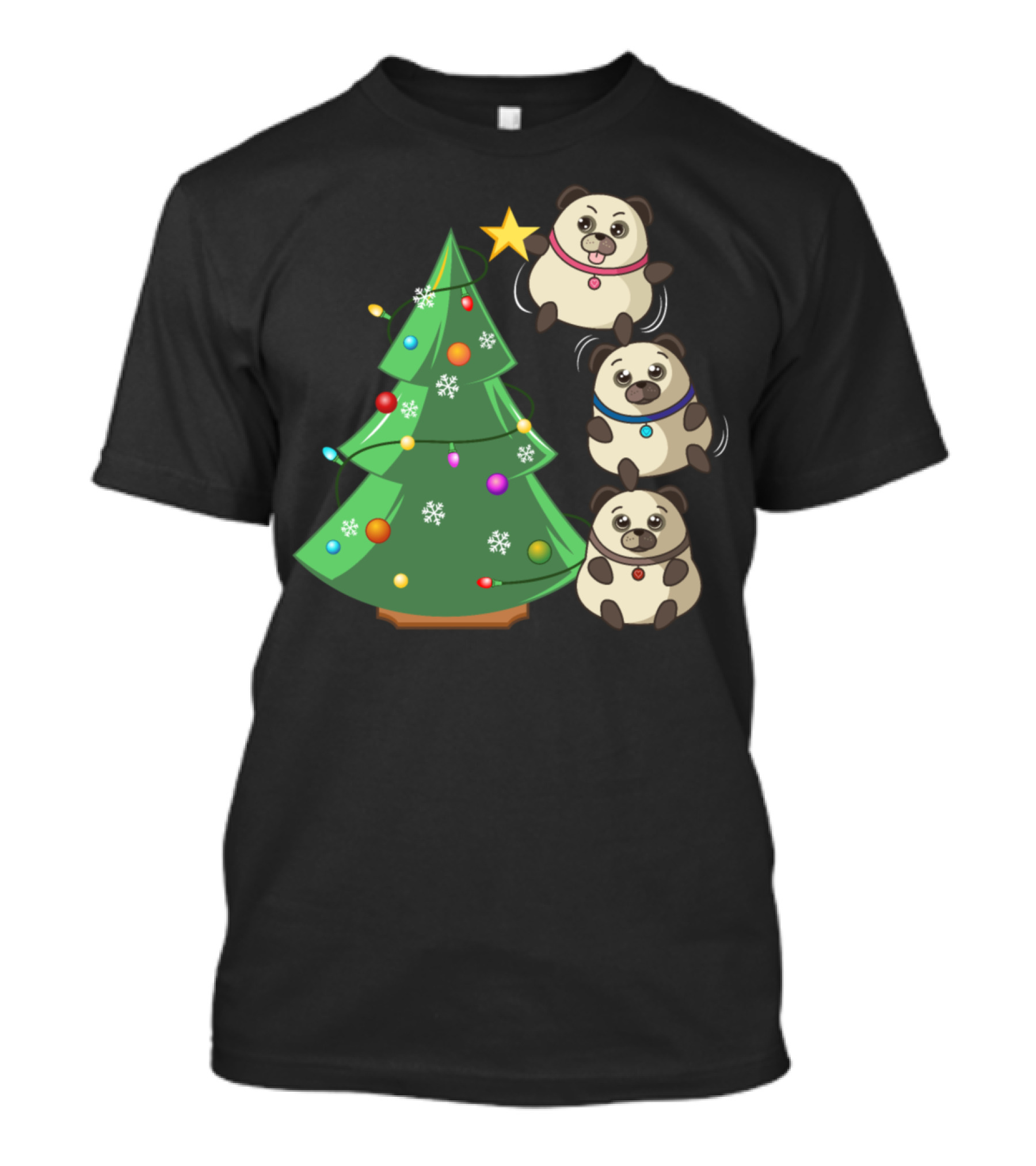Christmas Panda Tree With Star And Snowflakes T-Shirt