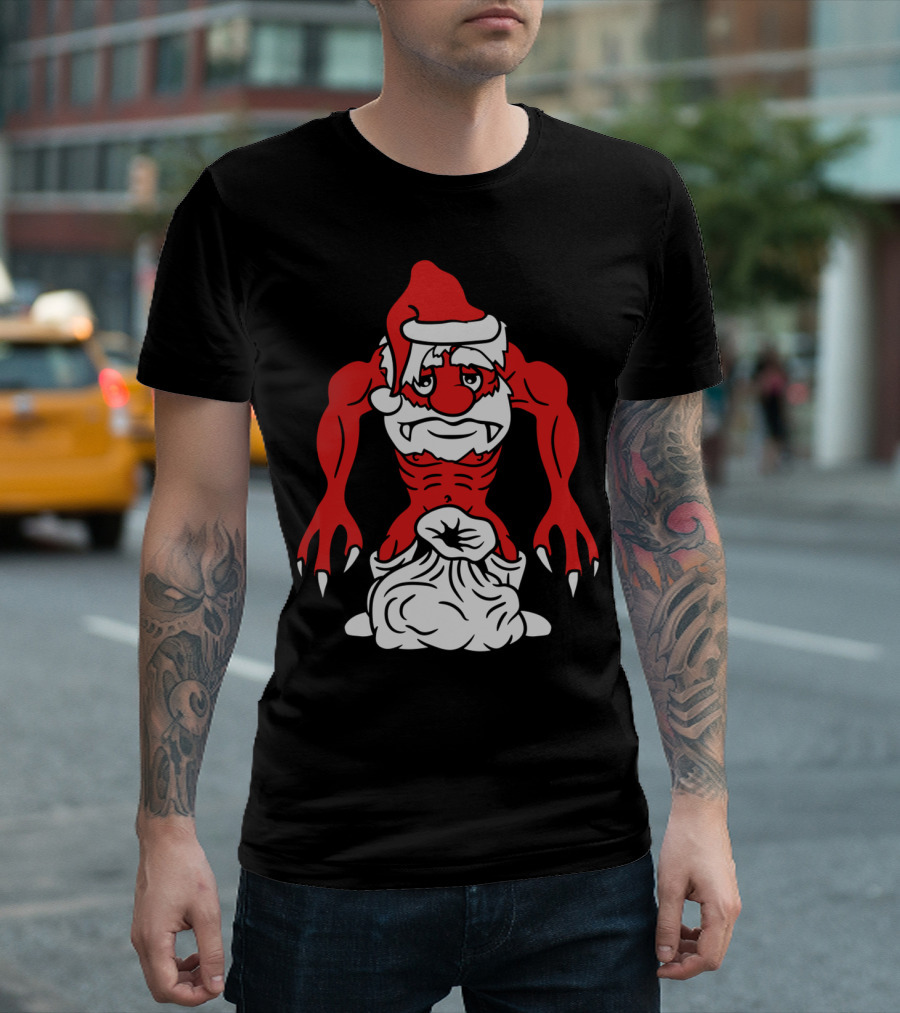Christmas Santa Claus Monster With Gift Bag T-Shirt