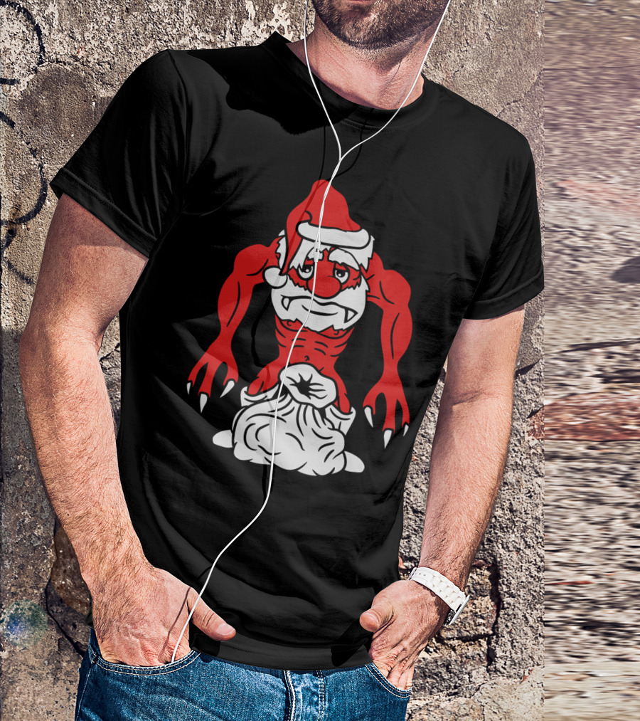 Christmas Santa Claus Monster With Gift Bag T-Shirt