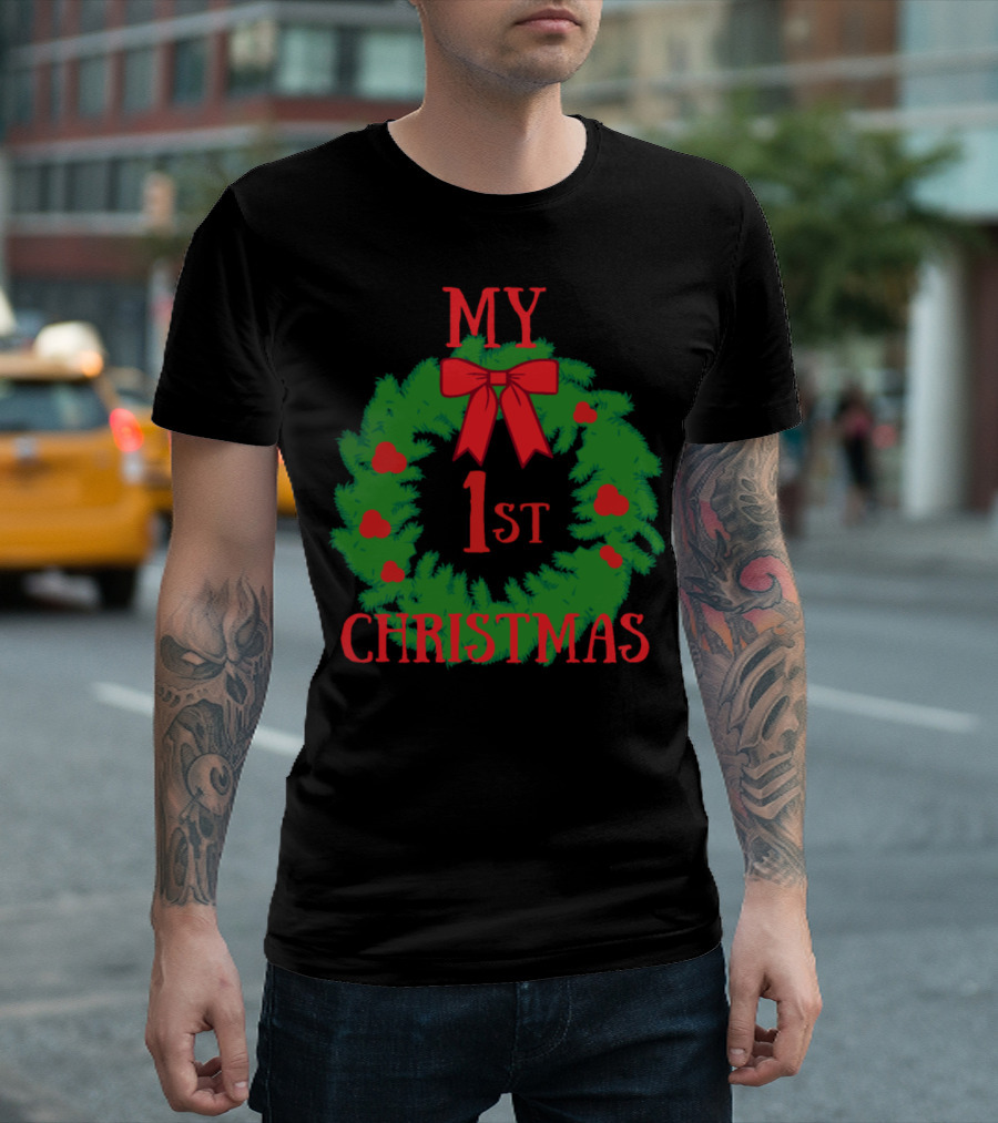 My First Christmas Wreath Baby 1st T-Shirt