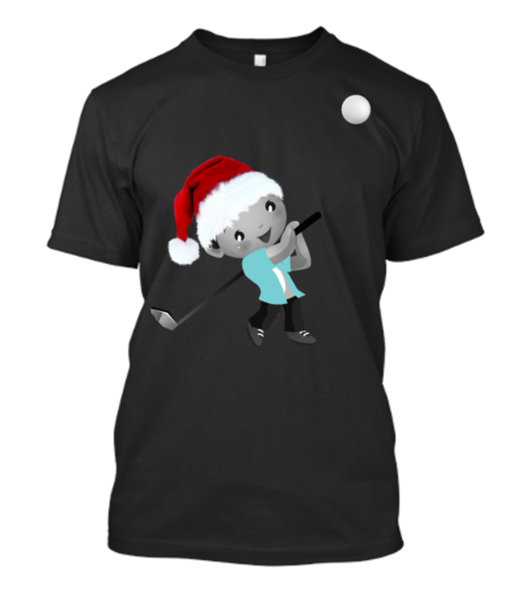 Christmas Golf Santa Hat Swing Kid T-Shirt