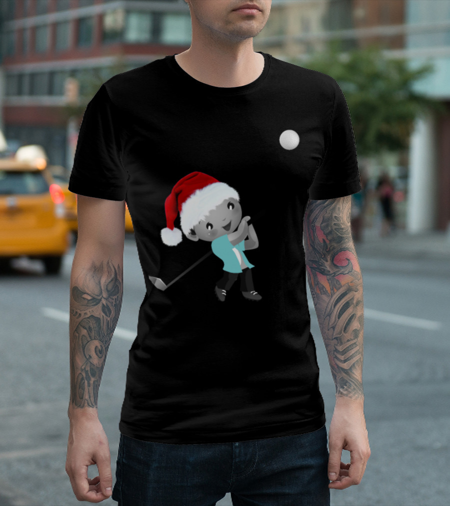 Christmas Golf Santa Hat Swing Kid T-Shirt
