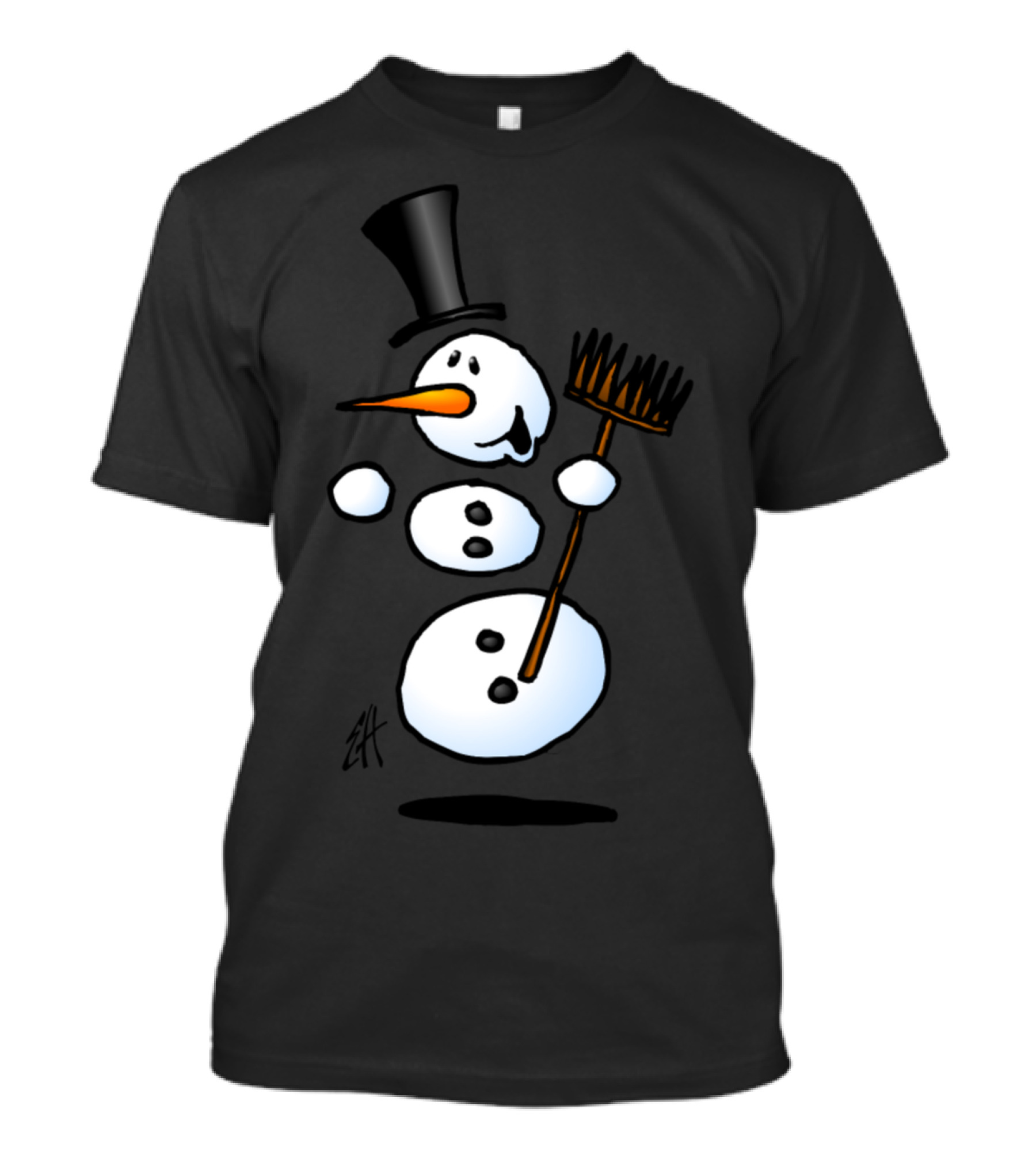 Dancing Snowman With Top Hat And Broomstick T-Shirt