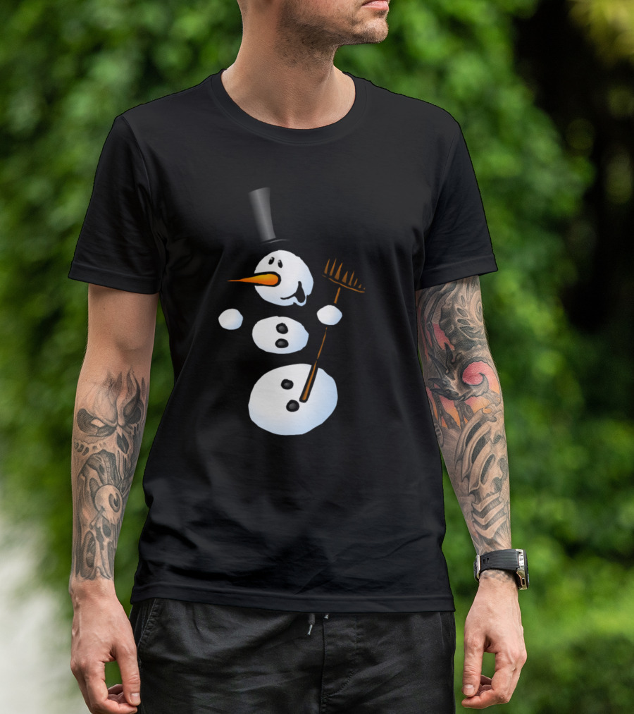 Dancing Snowman With Top Hat And Broomstick T-Shirt