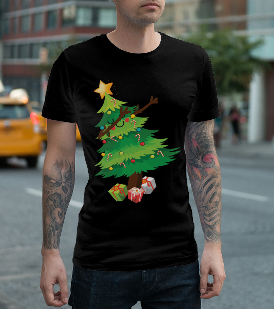 Dabbing Christmas Tree With Star Ornament And Presents T-Shirt