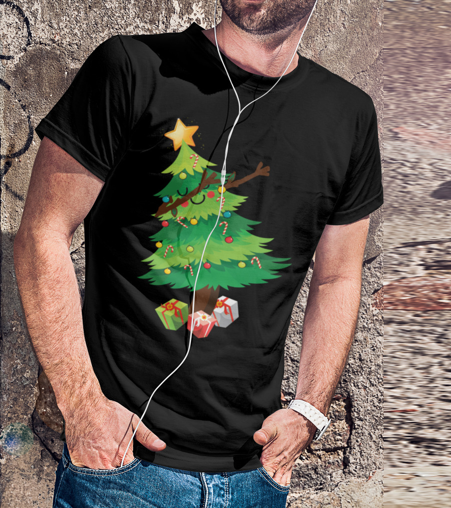 Dabbing Christmas Tree With Star Ornament And Presents T-Shirt