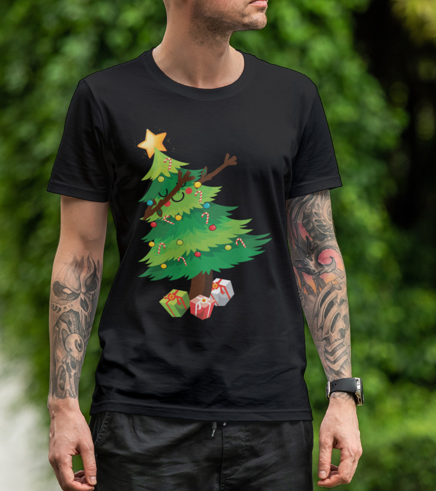 Dabbing Christmas Tree With Star Ornament And Presents T-Shirt