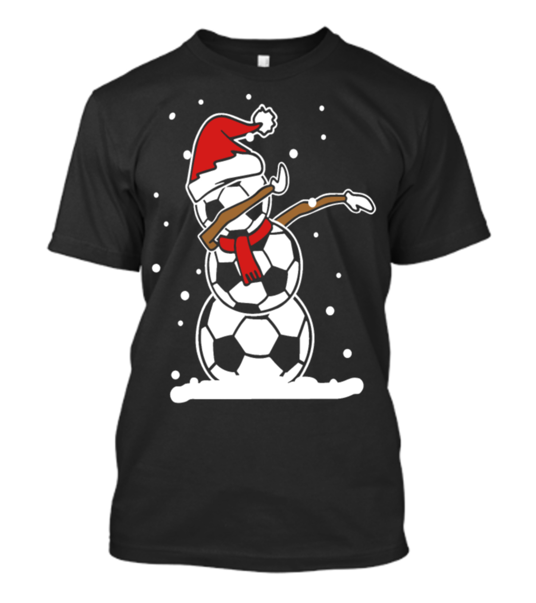 Snowman Santa Hat Dabbing Soccer Balls T-Shirt