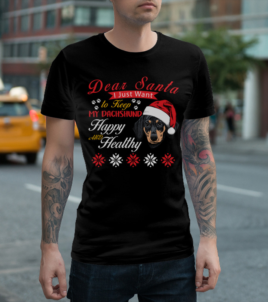 Dear Santa I Just Want To Keep My Dachshund Happy And Healthy T-Shirt