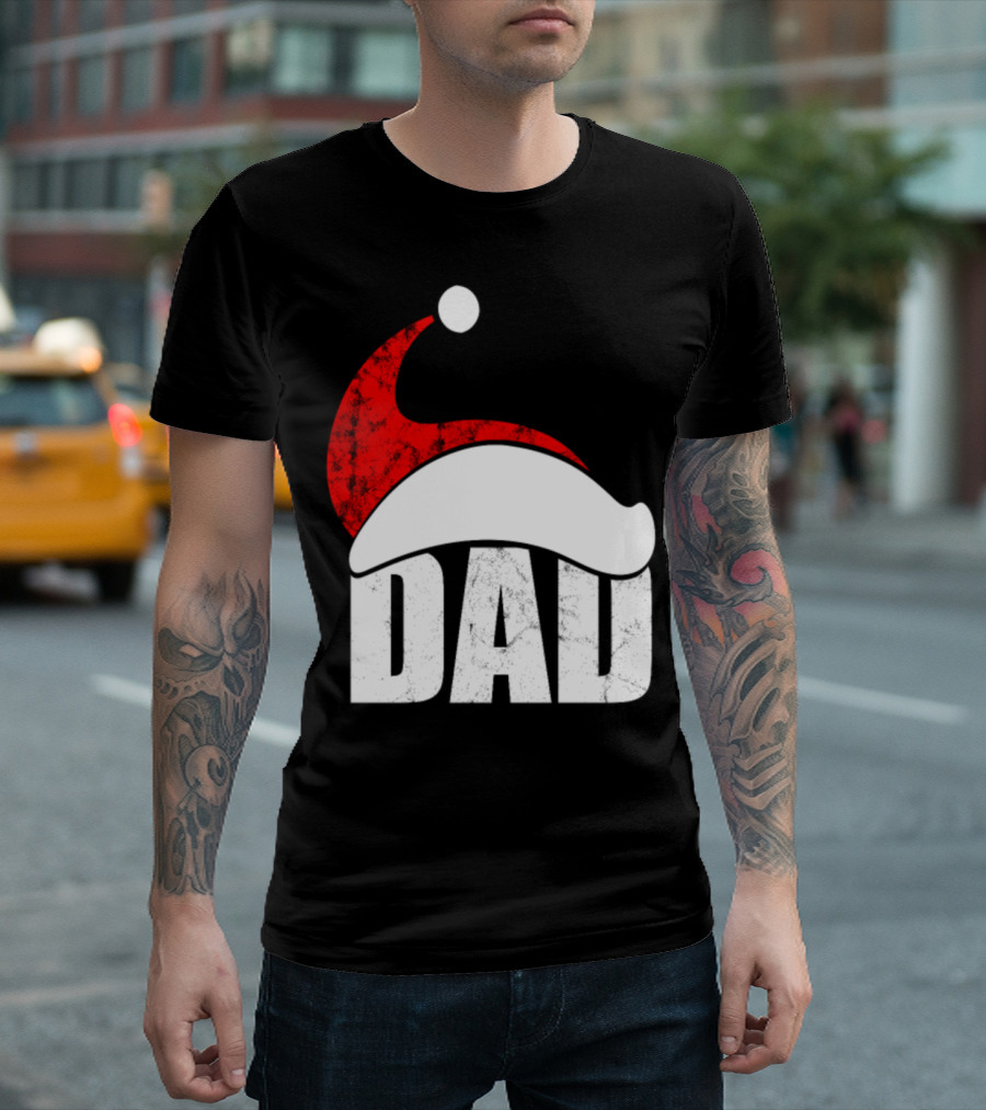 Dad Christmas Santa Hat Holiday Family T-Shirt