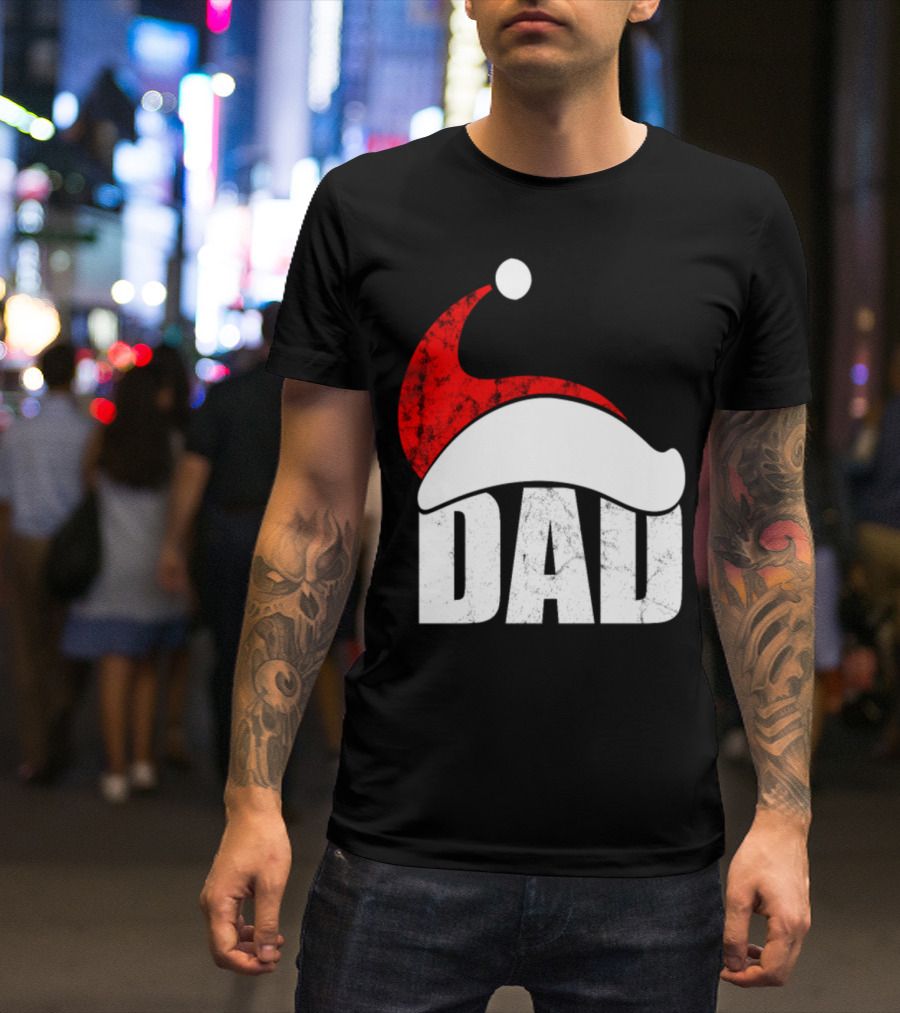Dad Christmas Santa Hat Holiday Family T-Shirt