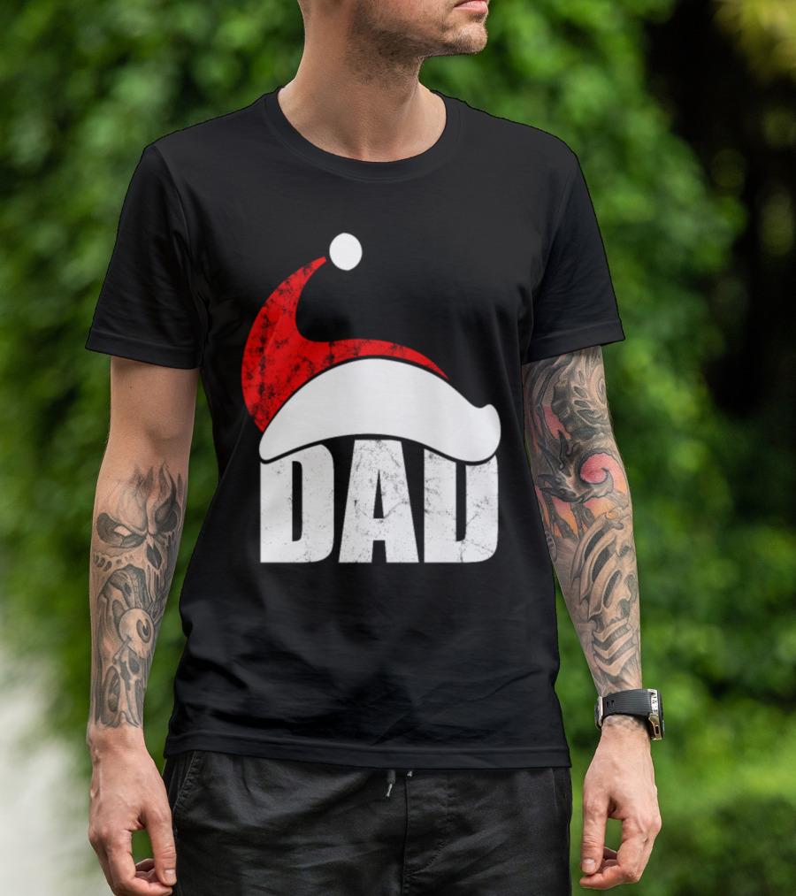 Dad Christmas Santa Hat Holiday Family T-Shirt