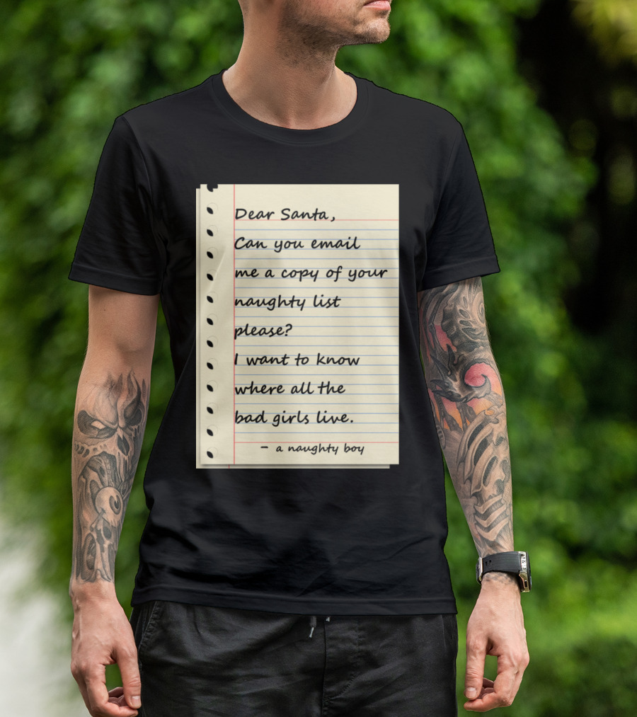 Dear Santa Email Naughty List Bad Girls Naughty Boy T-Shirt