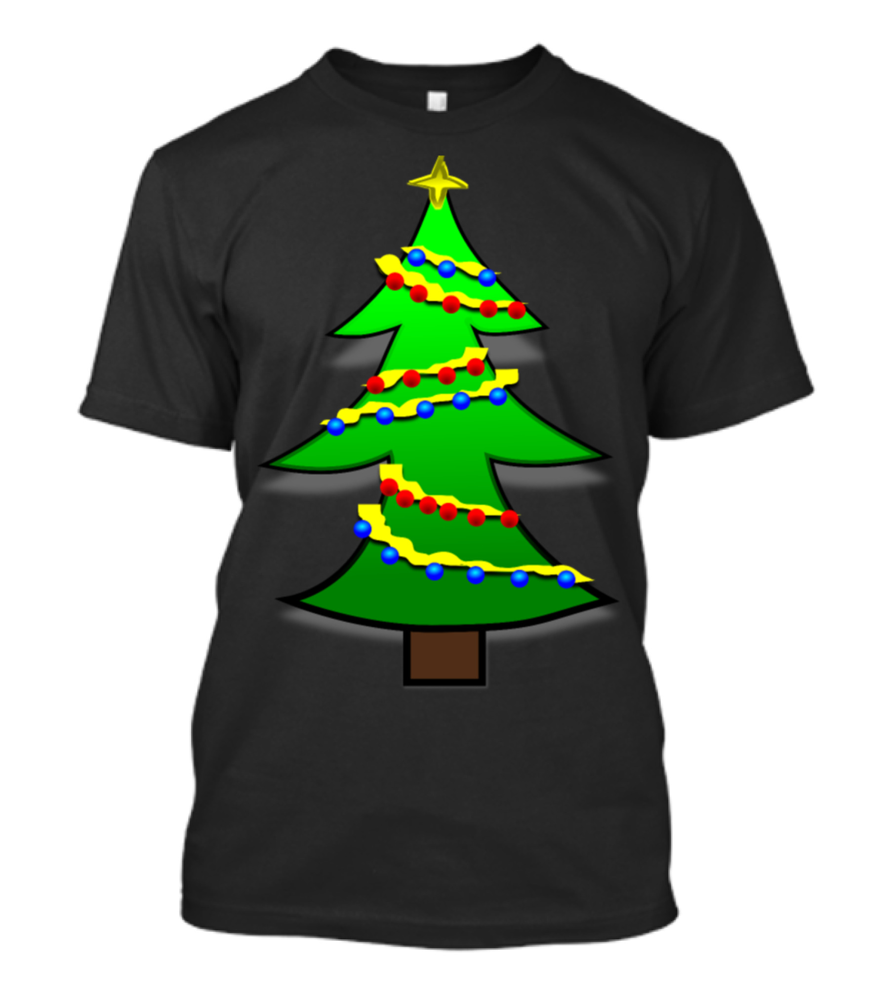 Decorated Christmas Tree With Star And Colorful Garland T-Shirt