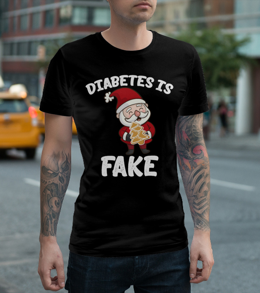 Diabetes Is Fake Santa Eating Cookie T-Shirt
