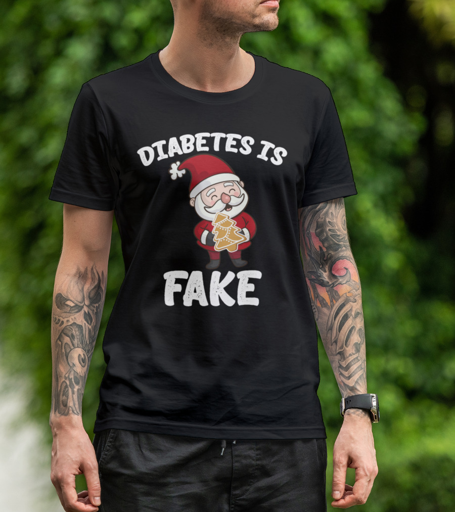 Diabetes Is Fake Santa Eating Cookie T-Shirt