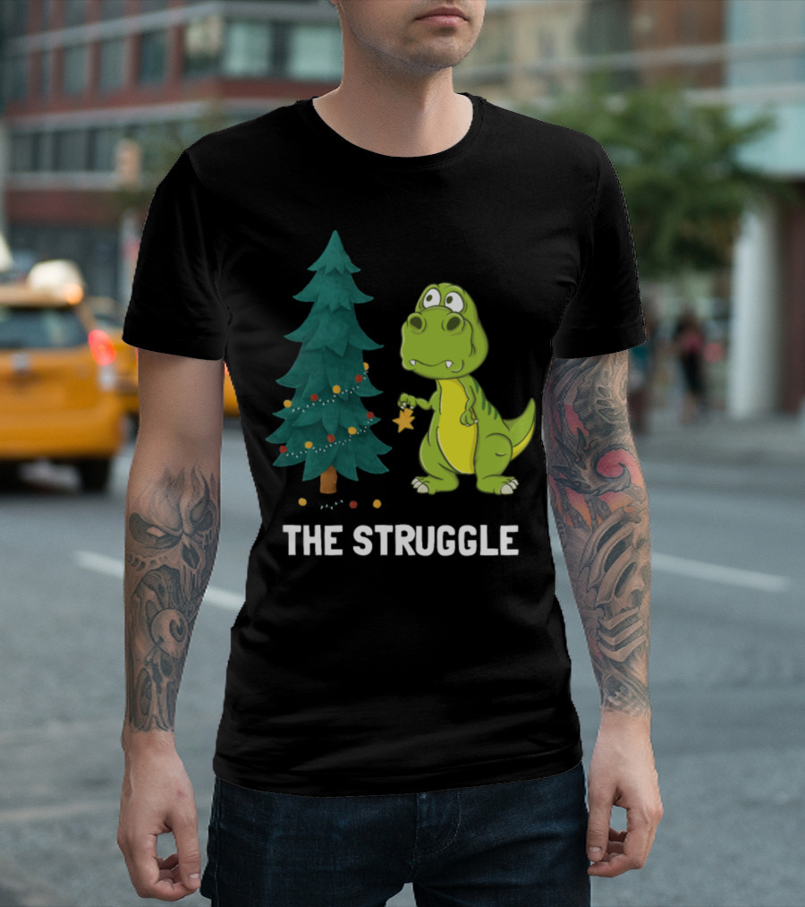 Dinosaur Christmas Tree The Struggle T-Shirt