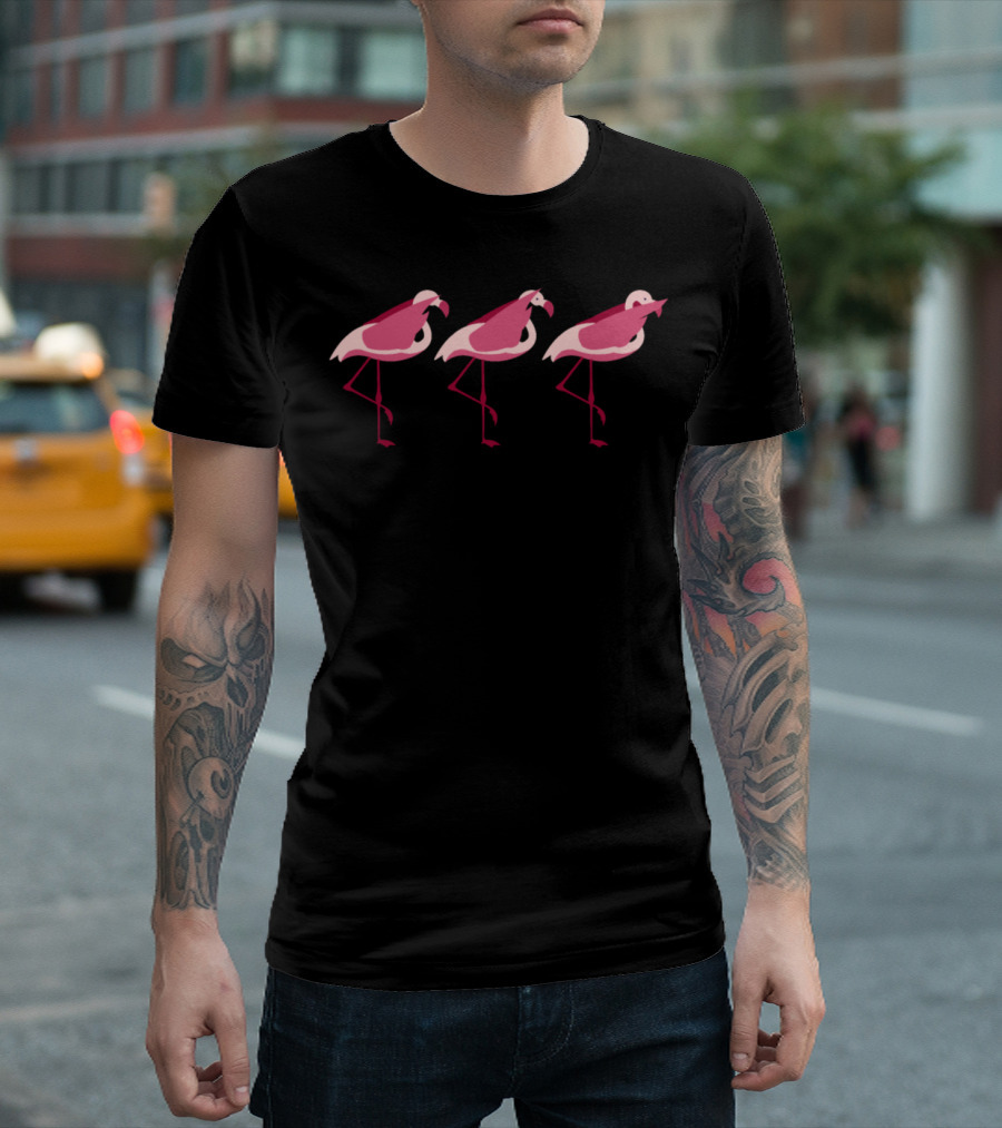 See Hear Speak No Evil Flamingos Trio T-Shirt