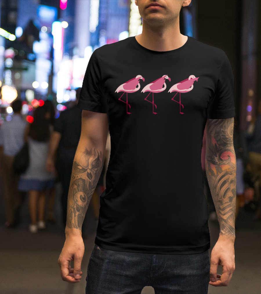 See Hear Speak No Evil Flamingos Trio T-Shirt