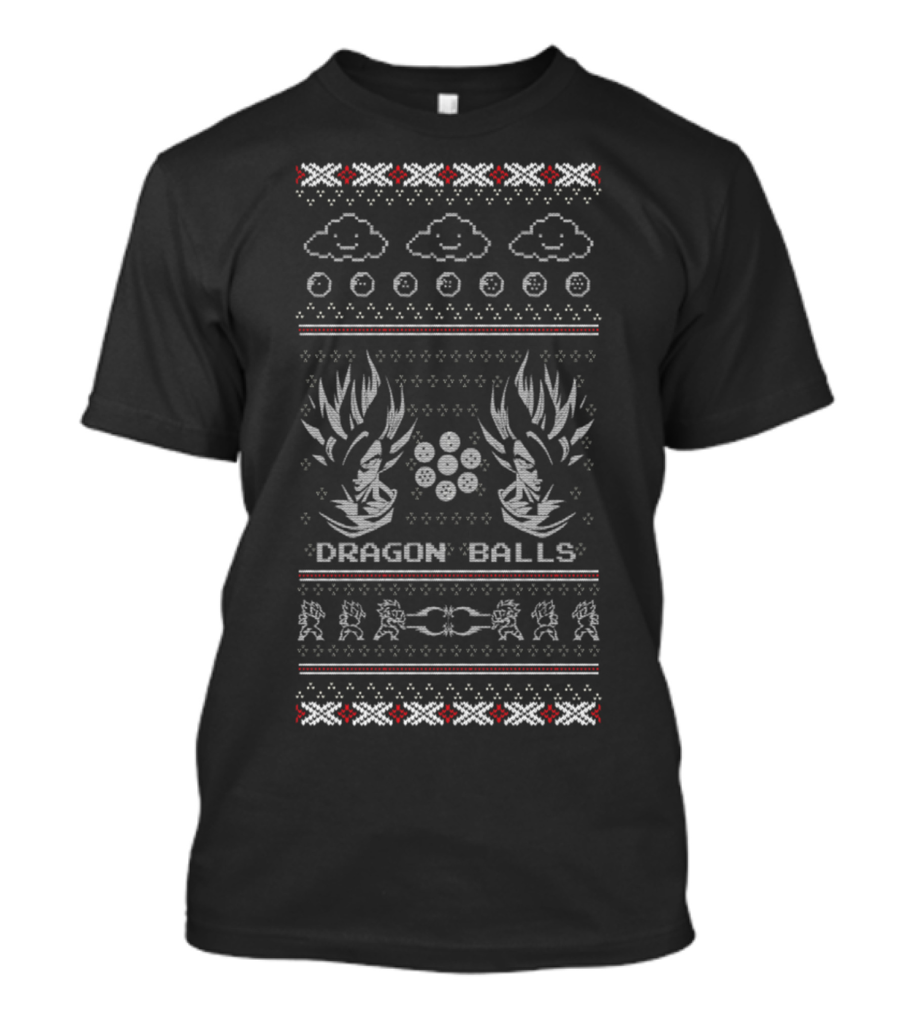 Dragon Balls Christmas Sweater Pattern With Saiyan T-Shirt