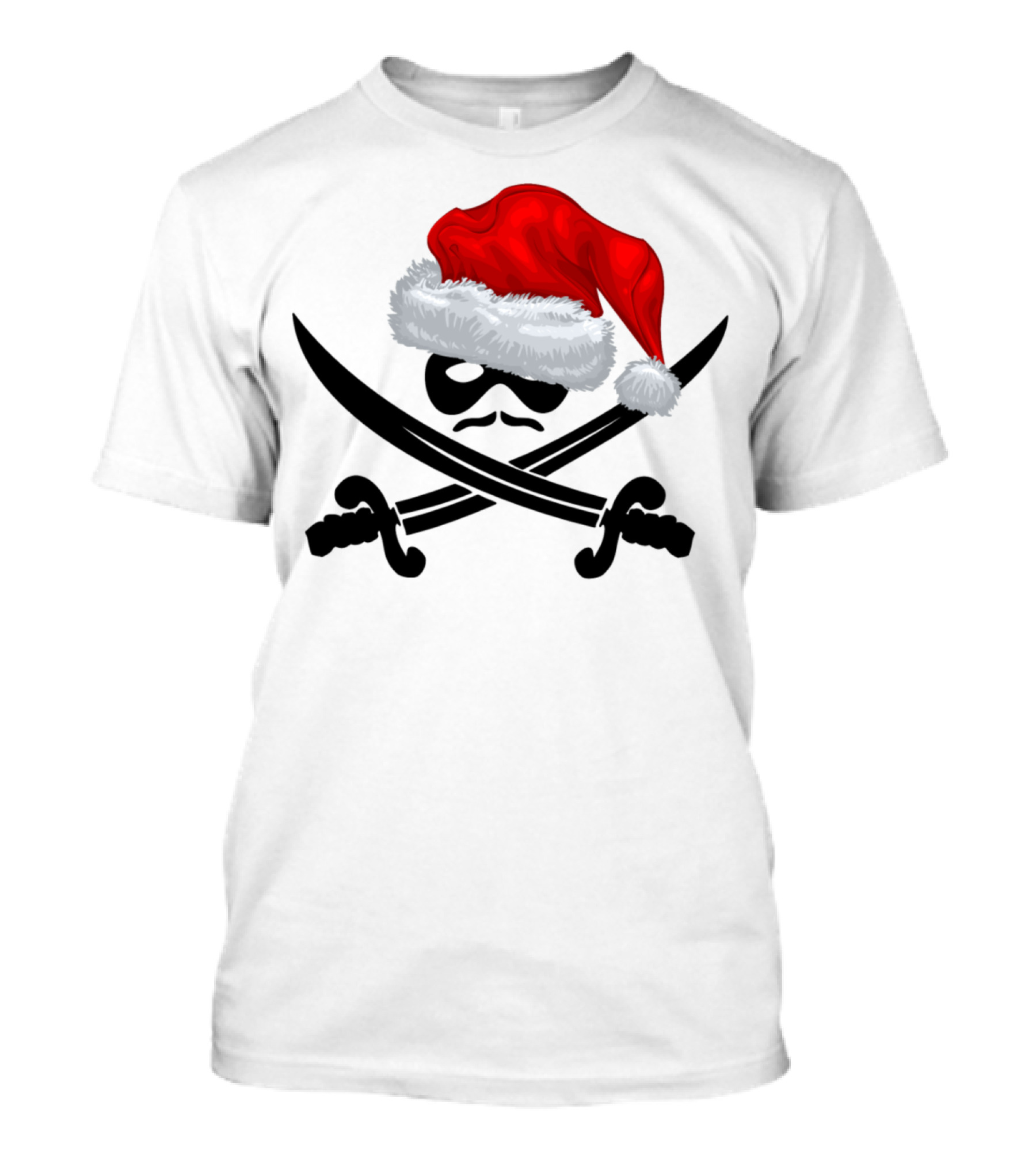 Dread Pirate Santa Skull Hat Crossed Swords T-Shirt
